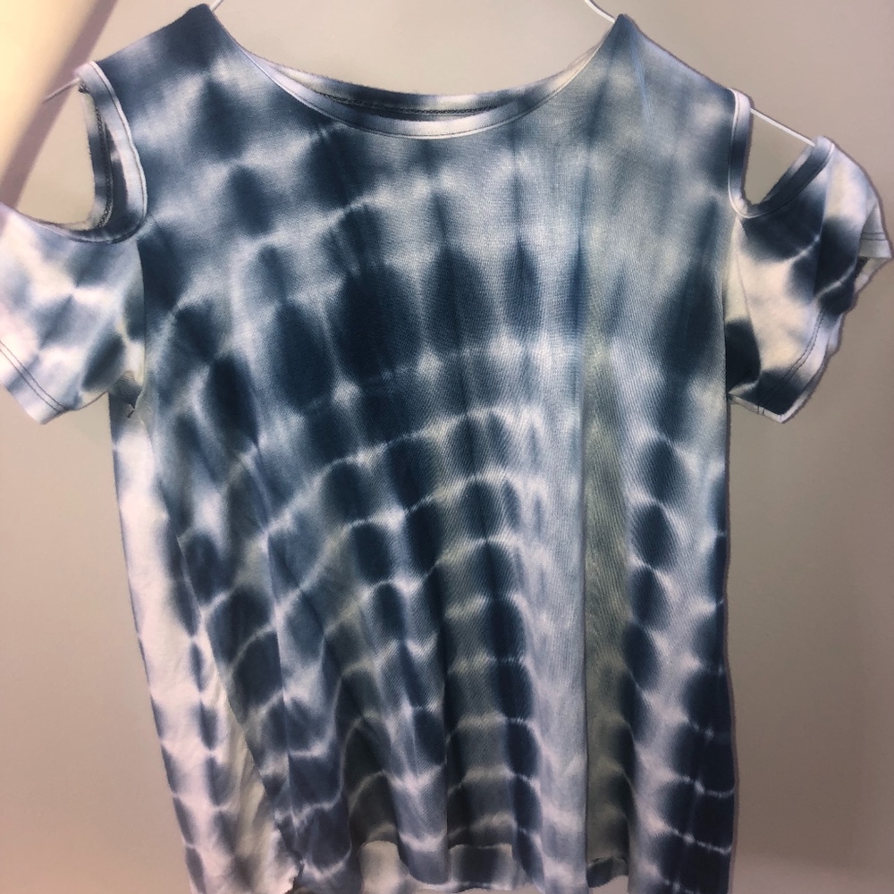 Hannah Sky Blue Tye Dye Cold Shoulder Top